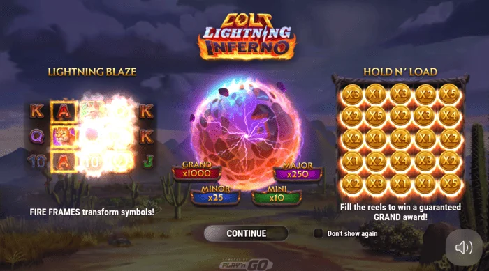 Colt Lightning Inferno glavni ekran
